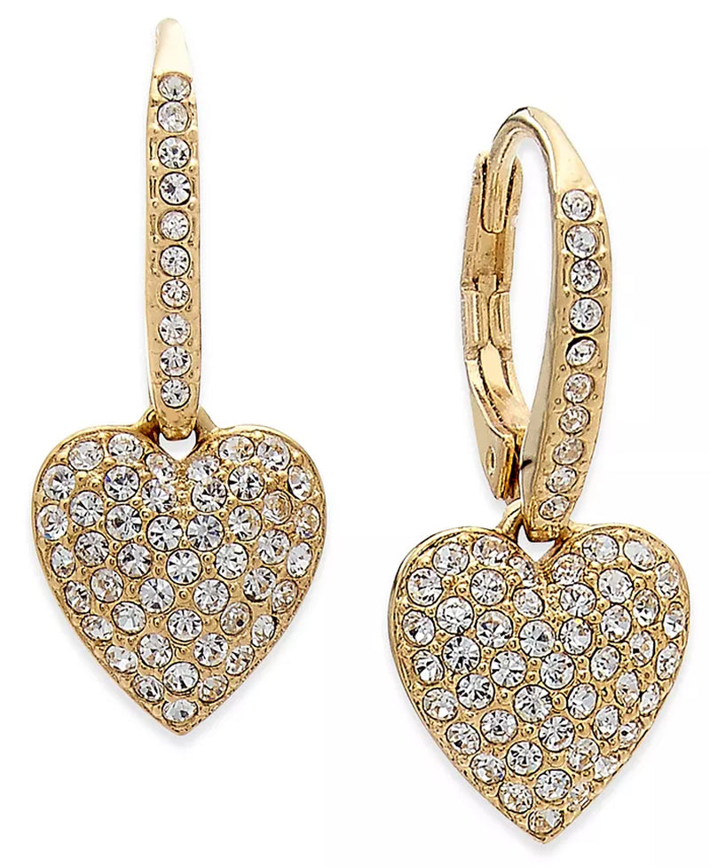 Pavé Heart Drop Earrings, Created for Macy'S