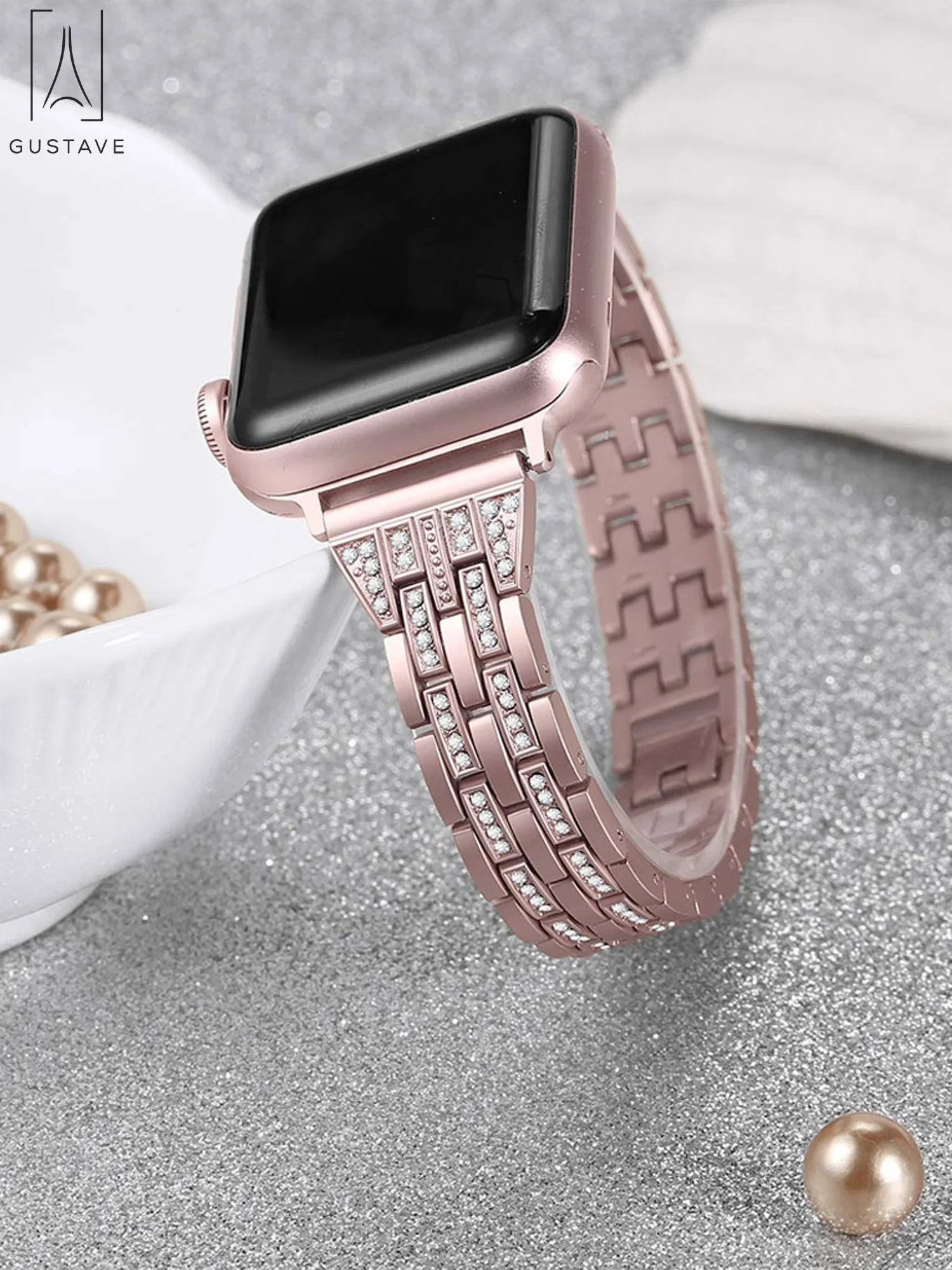 Metal Apple Watch Band 38Mm 40Mm 42Mm 44Mm Compatible with Iwatach Series Ultra SE 8 7 6 5 4 3 2 1 Elegant Bracelet Wristband Strap with Diamond Rhinestone for Women "Black"